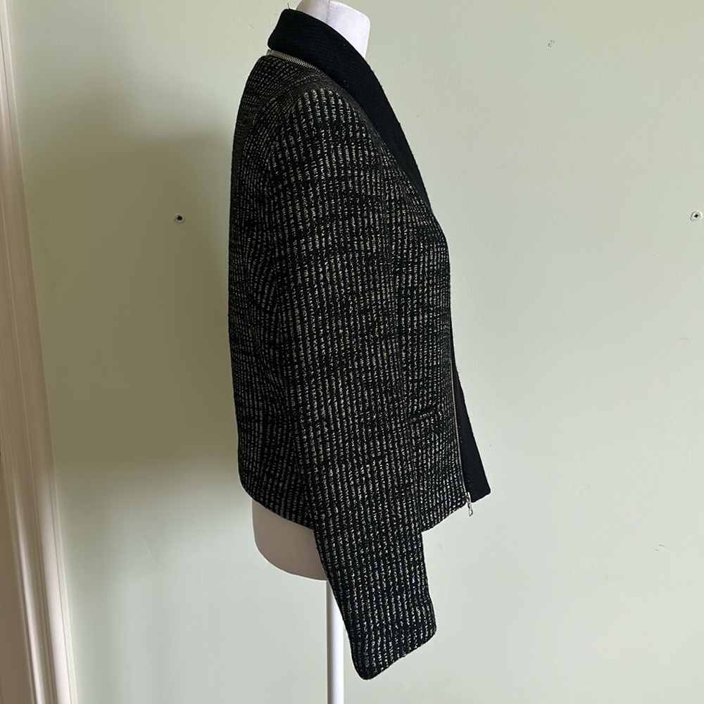 SANDRO Black & Silver Tweed Jacket Size 38 FR NWT - Picture 2 of 9